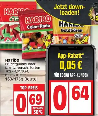 Edeka Haribo Fruchtgummi oder Lakritz 160/175g Beutel Angebot