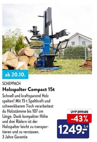 Aldi Süd Scheppach holzspalter compact 15t Angebot