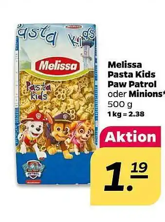 NETTO Melissa pasta kids paw patrol oder minions Angebot