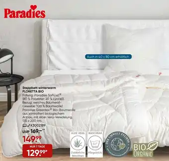 Galeria Paradies Steppbett Winterwarm Floretta Bio Angebot