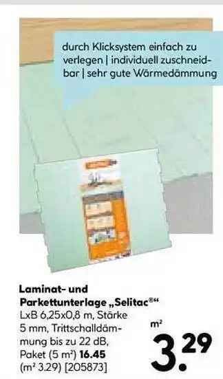 Hellweg Laminat- und parkettunterlage „selitac“ Angebot