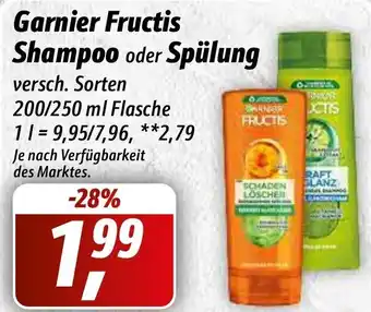 Simmel Garnier Fructis Shampoo oder Spülung 200/250 ml Flasche Angebot