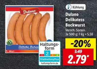 Lidl Dulano Delikatess Bockwurst 500 g Angebot