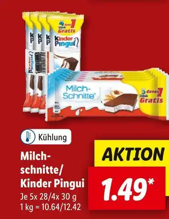 Lidl Ferrero Milchschnitte/Kinder Pingui 5x 28/4x 30 g Angebot