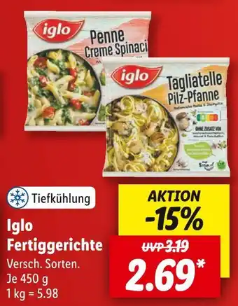 Lidl Iglo Fertiggerichte 450 g Angebot