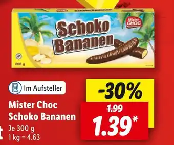 Lidl Mister Choc Schoko Bananen 300 g Angebot