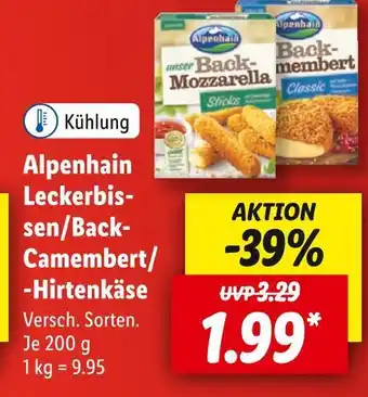 Lidl Alpenhain Leckerbissen/Back-Camembert/-Hirtenkäse 200 g Angebot