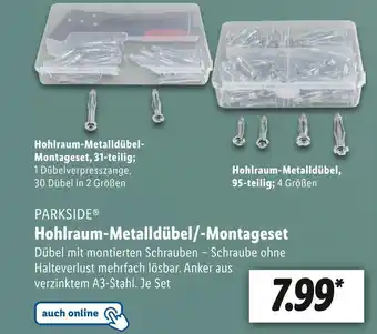 Lidl Parkside Hohlraum-Metalldübel/-Montageset Angebot