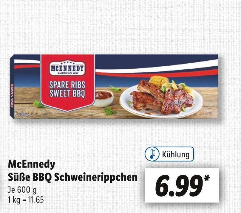 McEnnedy Süße BBQ Schweinerippchen 600 g Angebot bei Lidl