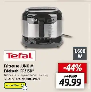 Lidl Tefal Fritteuse „UNO M Edelstahl FF215D“ Angebot