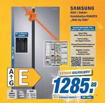 Expert Bening Samsung kühl-gefrierkombination rs8gfex „side-by-side“ Angebot