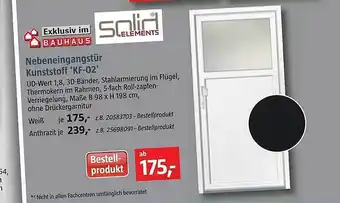 Bauhaus Nebeneingangstür kunststoff kf-02 solid elements Angebot