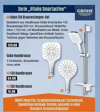 V Baumarkt Grohe cube 130 brausestangen-set, cube handbrause, 130 handbrause oder 150 handbrause Angebot