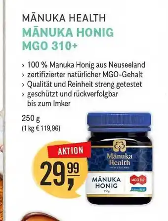 Reformhaus Bacher Health mänuka honig mgo 310+ Angebot