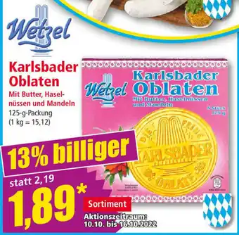 Norma Wetzel Karlsbader Oblaten 125 g Packung Angebot