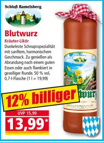 Norma Schloß Ramelsberg Blutwurz Kräuter Likör 0,7 L Flasche Angebot