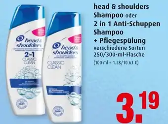 Markant Head & Shoulders shampoo oder 2in1 Anti Schuppen Shampoo + Pflegespülung 250/300ml Angebot