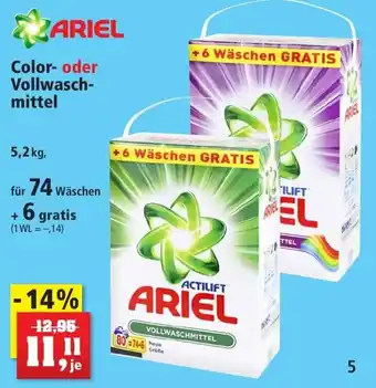 Thomas Philipps Ariel Color oder Vollwaschmittel 5,2 kg Angebot