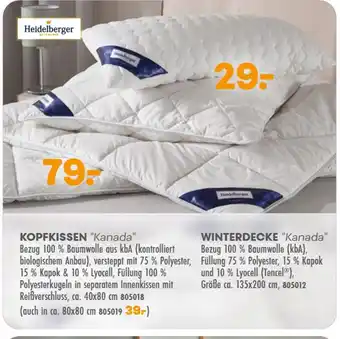 Möbel Kraft Heidelberg kopfkissen " kanada" oder winterdecke " kanada" Angebot