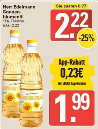 WEZ Herr Edelmann Sonnenblumenöl 1Ltr. Flasche Angebot