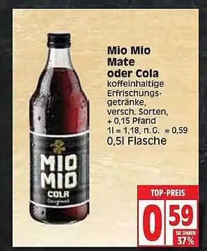 Edeka Mio mio mate oder cola Angebot