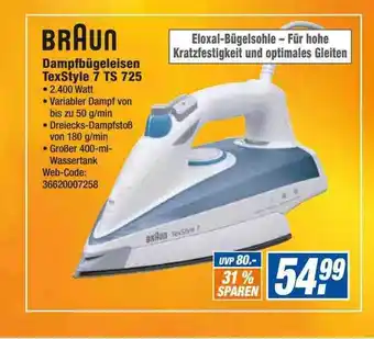 expert Octomedia Braun dampfbügeleisen texstyle 7 ts 725 Angebot