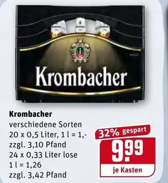 REWE Krombacher 24x0,33/20x0,5L Angebot