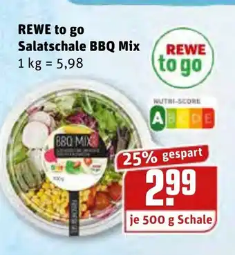 REWE Rewe to go Salatschale BBQ Mix 500g Angebot