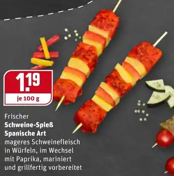 REWE Frischer Schweine Spieß Spanische Art 100g Angebot