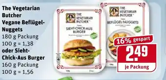 REWE The Vegetarian Butcher Vegane Beflügel Nuggets 180g oder Sieht Chick Aus Burger 160g Angebot