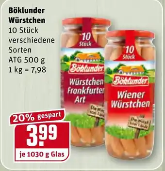 REWE Böklunder Würstchen 1030g Angebot