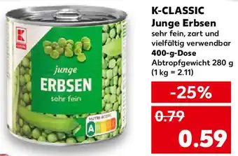 Kaufland K-Classic Junge Erbsen 400 g Dose Angebot