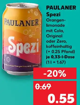 Kaufland Paulaner Spezi 0,33 L Dose Angebot