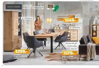 Möbel Kraft Gray & jones wohn- und speisezimmer-programm, vitrine oder sofa 2-sitzig oder sideboard Angebot