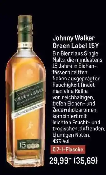 METRO Johnny walker green label 15y Angebot