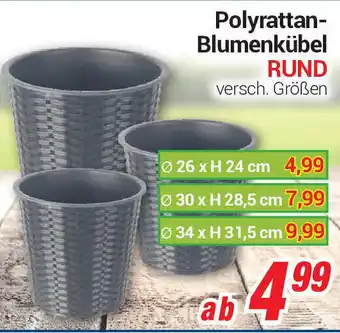 CENTERSHOP Polyrattan Blumenkübel Rund Angebot