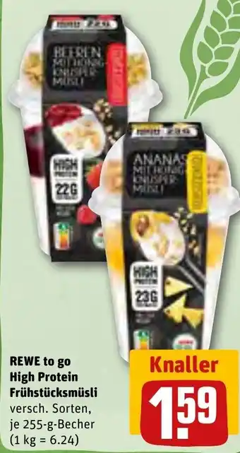 REWE Rewe to go High Protein Frühstücksmüsli 255 g Becher Angebot