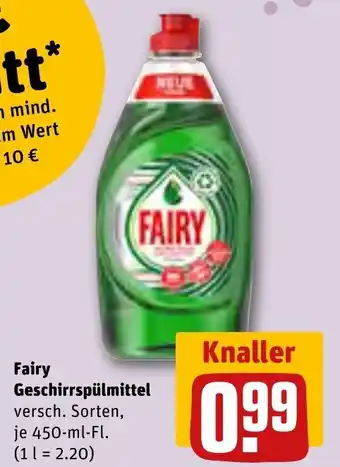 REWE Fairy Geschirrspülmittel 450 ml Fl. Angebot