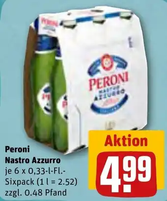 REWE Peroni Nastro Azzurro 6x0,33 L-Fl. Angebot