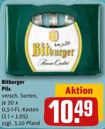 REWE Bitburger Pils 20x0,5 L-Fl. Kasten Angebot