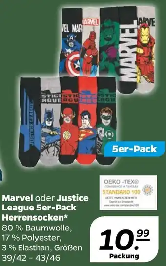 NETTO Marvel oder Justice League 5er Pack Herrensocken Angebot