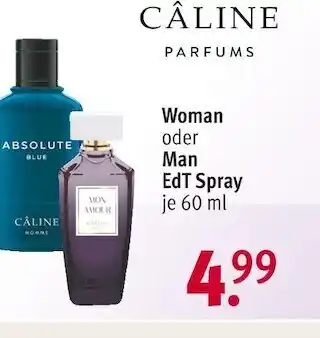 Rossmann Caline woman oder man edt spray Angebot