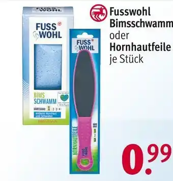 Rossmann Fusswohl bimsschwamm oder hornhautfeile Angebot