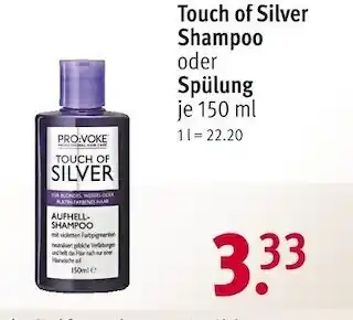 Rossmann Touch of silver shampoo oder spülung Angebot