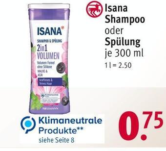 Rossmann Isana shampoo oder spülung Angebot