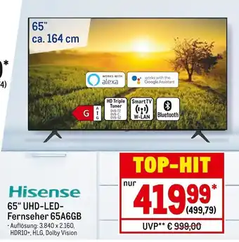 METRO Hisense 65“ uhd-led-fernseher 65a6gb Angebot