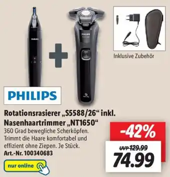 Lidl Philips Rotationsrasierer ,,S5588/26" inkl. Nasenhaartrimmer ,,NT1650" Angebot