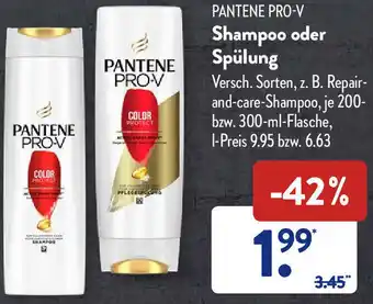 Aldi Süd Pantene Pro V Shampoo oder Spülung 200-300 ml Flasche Angebot