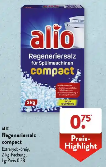 Aldi Süd Alio Regeneriersalz compact 2 kg Packung Angebot