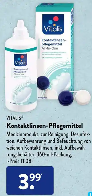 Aldi Süd Vitalis Kontaktlinsen Pflegemittel 360 ml Packung Angebot